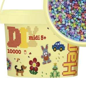 10,000 Pastel Mix Midi Hama Beads Bucket